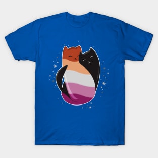 Lesbian Cat LGBT Gay Pride Flag T-Shirt